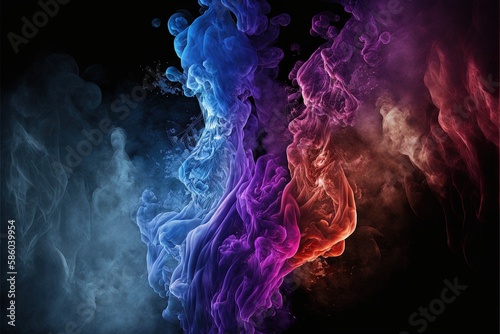 Colorful smoke, abstract background, wallpaper. Color bomb. Printable image. High quality. Generative AI