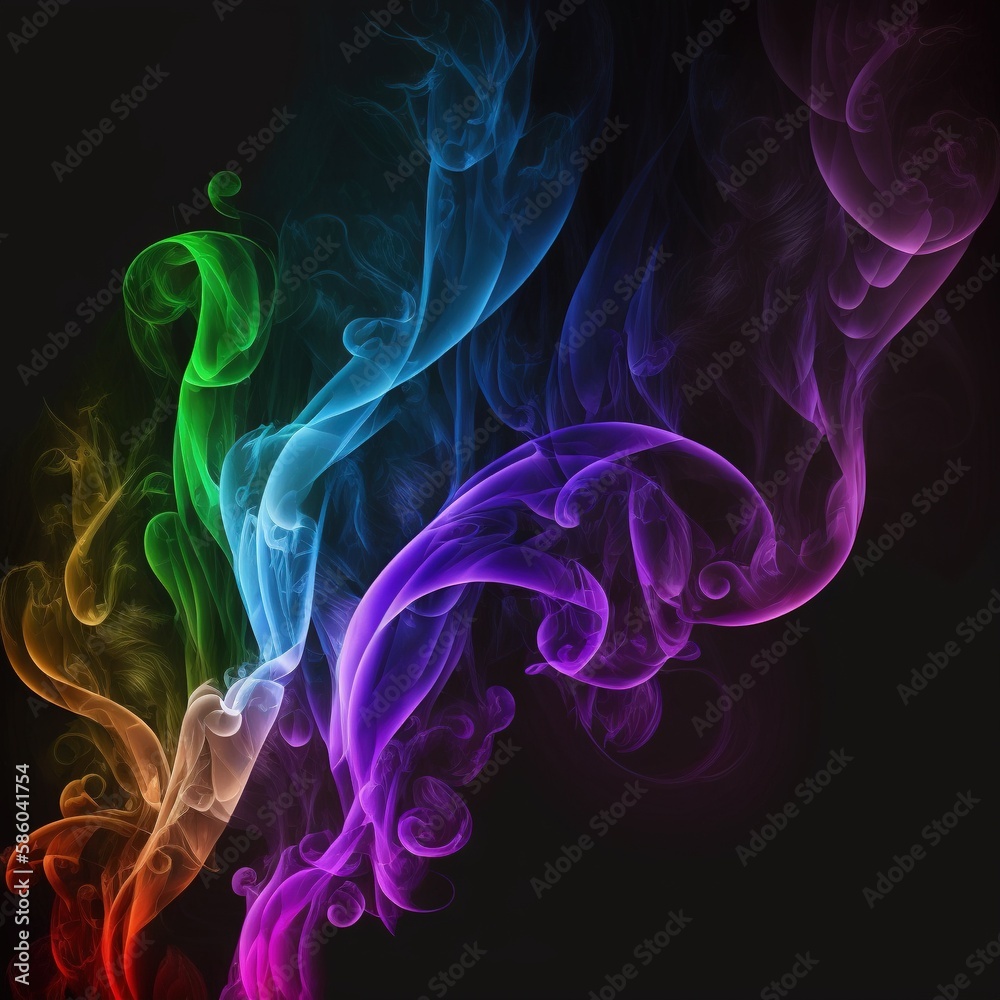Obraz premium Colorful smoke, abstract background, wallpaper. Color bomb. Printable image. High quality. Generative AI