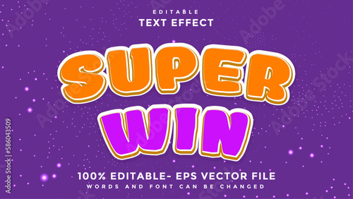 Fototapeta Naklejka Na Ścianę i Meble -  Minimal Word Super Win Editable Text Effect Design, Effect Saved In Graphic Style