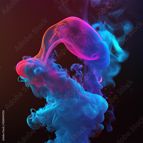 Colorful smoke, abstract background, wallpaper. Color bomb. Printable image. High quality. Generative AI © Matyfiz