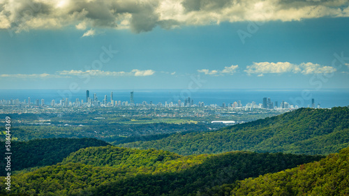Gold Coast panoramic view from the Springbrook National Park, Queensland, Australia