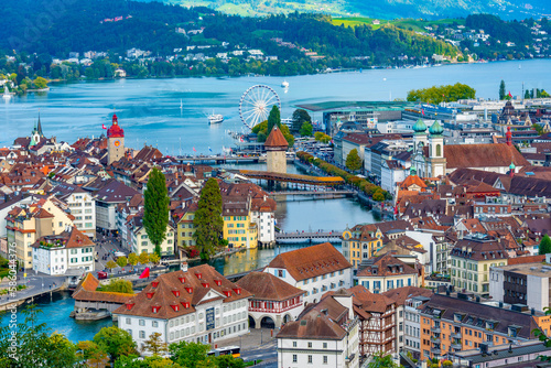 Panorama view of Luzern from Guetsch palace photo