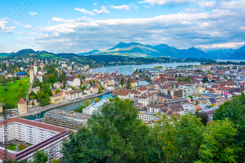 Panorama view of Luzern from Guetsch palace photo