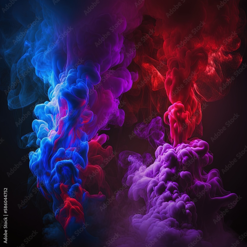 Obraz premium Colorful smoke, abstract background, wallpaper. Color bomb. Printable image. High quality. Generative AI