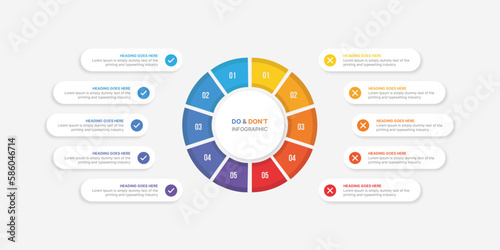 Dos and Don'ts, Pros and Cons, Vs, Versus Comparison Circle Infographic Design Template