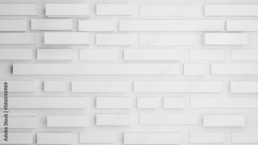 Random offset white cube boxes or bricks block background wallpaper banner template as an 3d-illustration and rendering Random offset white cube boxes or bricks block background wallpaper banner template as an 3d-illustration and rendering