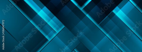 Dark blue glossy stripes abstract concept tech background. Vector banner design