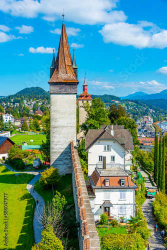 Fortification in Swiss town Luzern photo