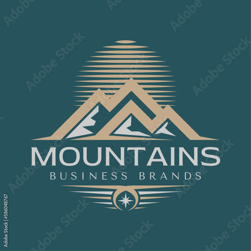 Modern mountain peak logo design. Luxury mountain initial letter M MM logo.