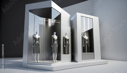 A minimal dress shop, ai generated 3d rendering