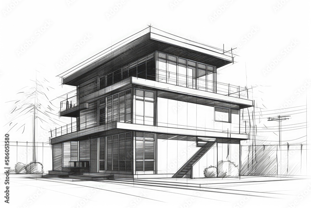 house with a beautiful wooden staircase in the entrance created with Generative AI technology house with a beautiful wooden staircase in the entrance created with Generative AI technology