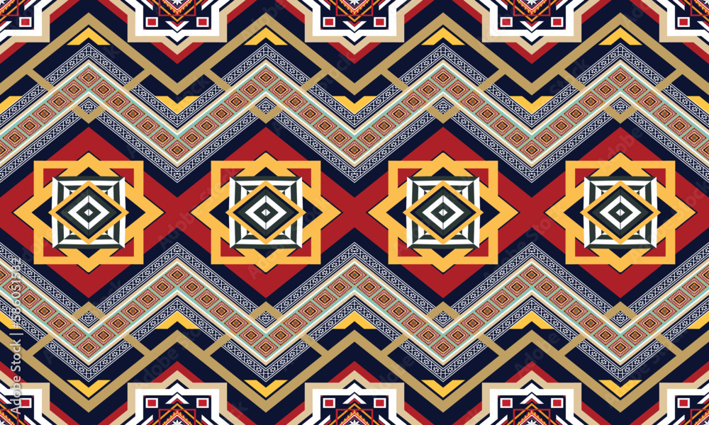 Geometric ethnic oriental seamless pattern traditional Design for background,fabric,wrapping,clothing,wallpaper,Batik,carpet,embroidery style.