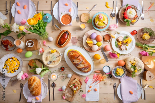 generative ai illustration of easter lunch