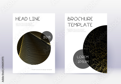 Trendy cover design template set. Gold abstract li