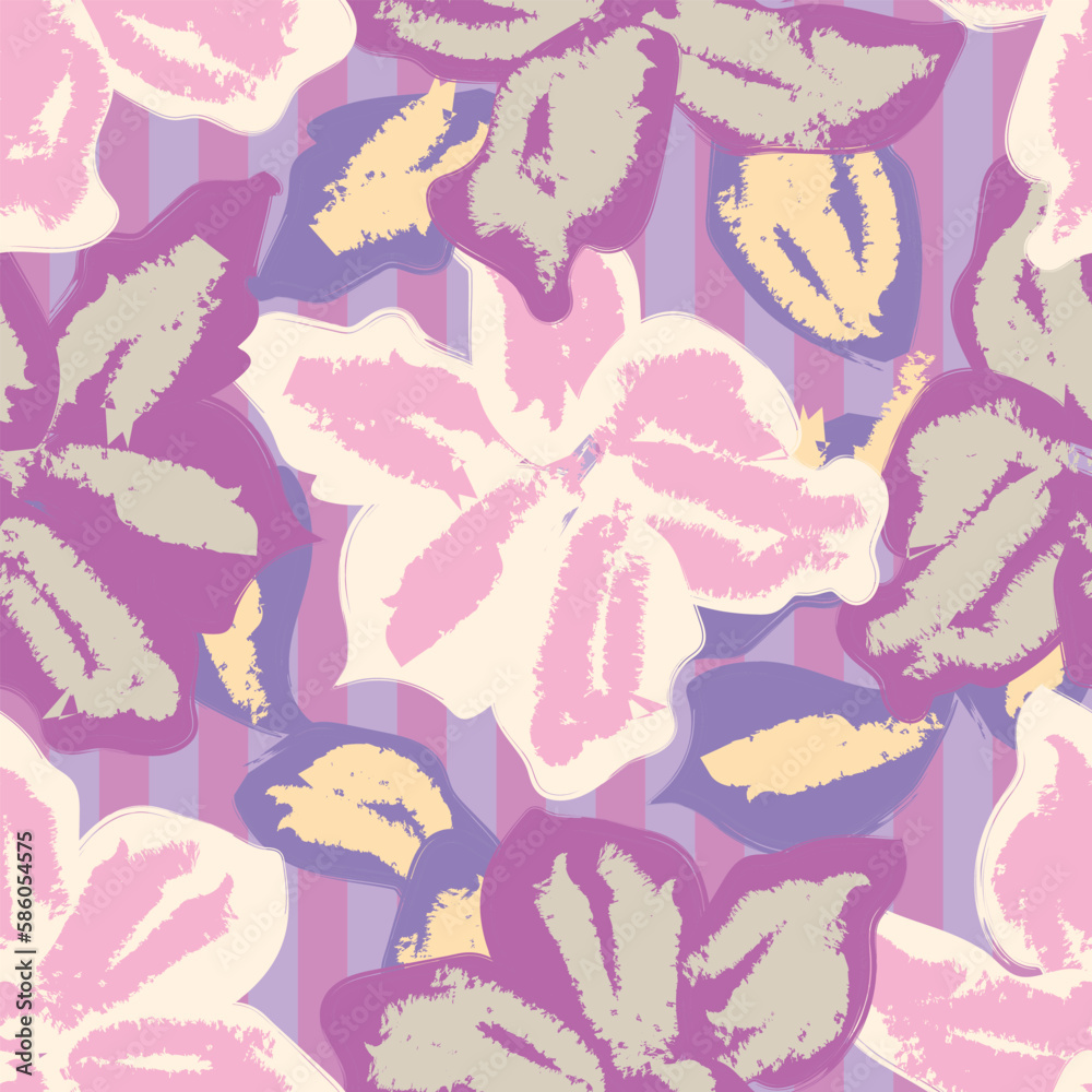 Colourful Floral Striped Seamless Pattern Design Colourful Floral Striped Seamless Pattern Design