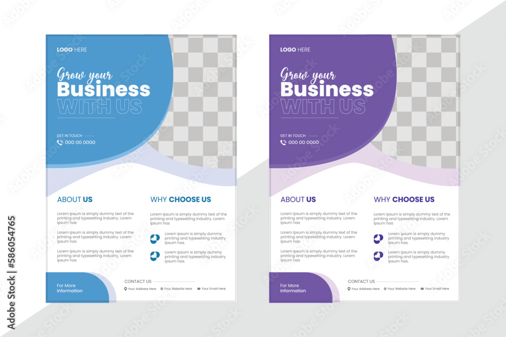 Corporate business flyer template design set with blue, a4 flyer design template for print, 
poster flyer pamphlet brochure cover design layout, marketing, business proposal, promotion, advertise.