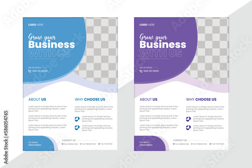 Corporate business flyer template design set with blue, a4 flyer design template for print,  poster flyer pamphlet brochure cover design layout, marketing, business proposal, promotion, advertise. © AmbiaAkther