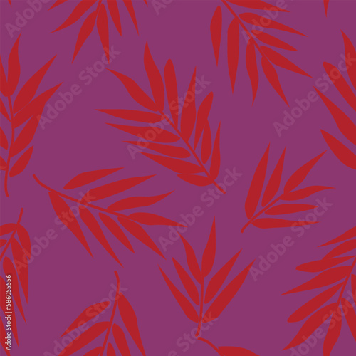 Red Tropical Leaf Seamless Pattern Design