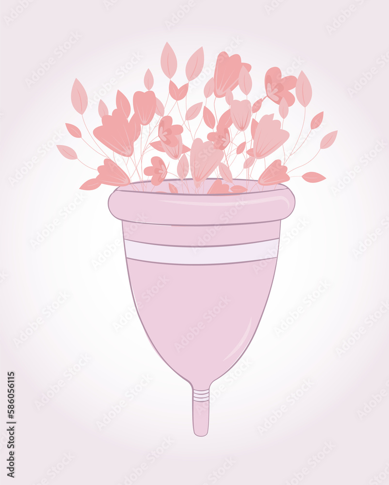 Women's days menstruation and flowers menstrual cup illustration Women's days menstruation and flowers menstrual cup illustration