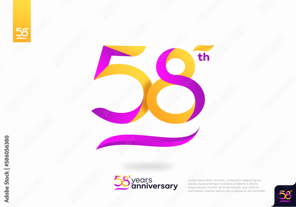 Obraz premium Number 58 logo icon design, 58th birthday logo number, 58th anniversary.