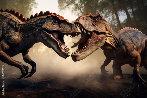 dinosaurs fighting Generative AI © TASMAGORIA