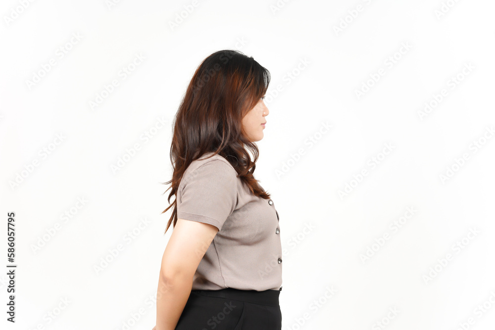 Side View Standing Of Beautiful Asian Woman Isolated On White Background Side View Standing Of Beautiful Asian Woman Isolated On White Background