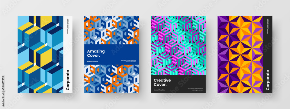 Fresh geometric tiles brochure template bundle. Amazing catalog cover A4 design vector concept composition. Fresh geometric tiles brochure template bundle. Amazing catalog cover A4 design vector concept composition.