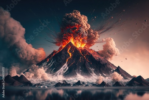 a photograph volcano eruption cinematic nature photography Generative AI 3