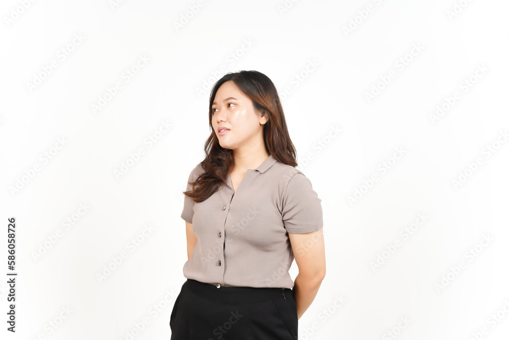 Smiling and Looking away Of Beautiful Asian Woman Isolated On White Background Smiling and Looking away Of Beautiful Asian Woman Isolated On White Background