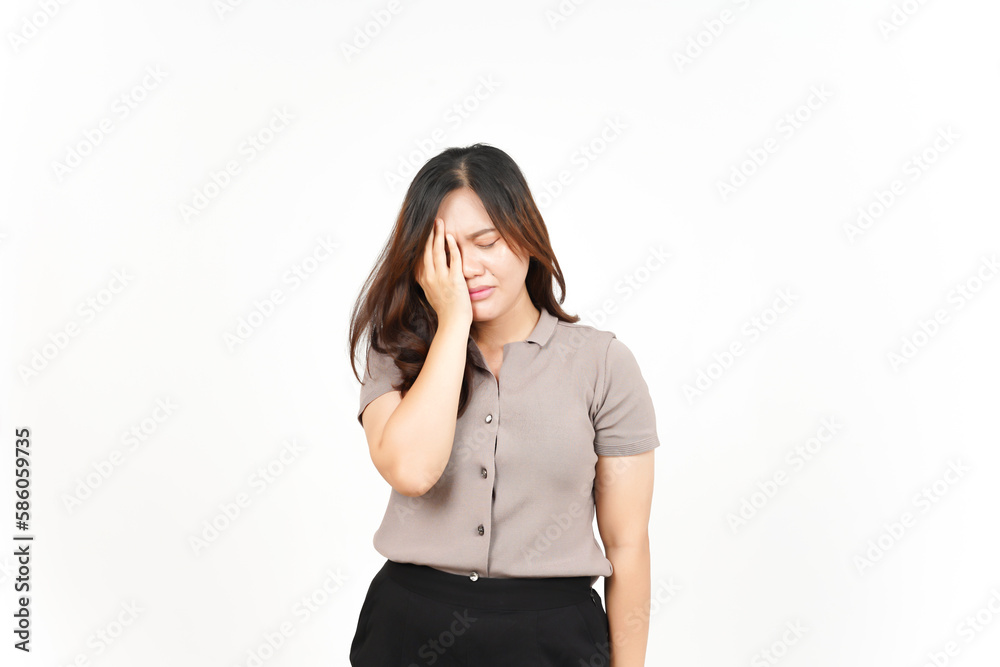 Suffering Headache Gesture Of Beautiful Asian Woman Isolated On White Background Suffering Headache Gesture Of Beautiful Asian Woman Isolated On White Background