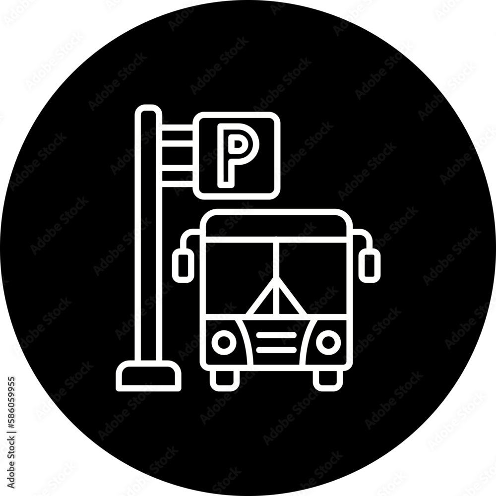 Parking Area Line Inverted Icon Parking Area Line Inverted Icon
