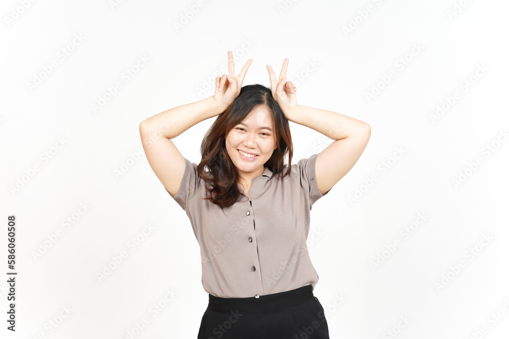 Showing Peace Sign and Smiling Of Beautiful Asian Woman Isolated On White Background Showing Peace Sign and Smiling Of Beautiful Asian Woman Isolated On White Background