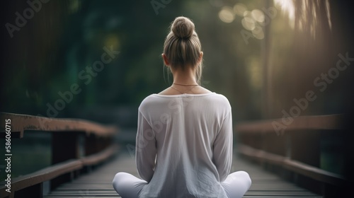 Woman in a yoga pose, Zen m...