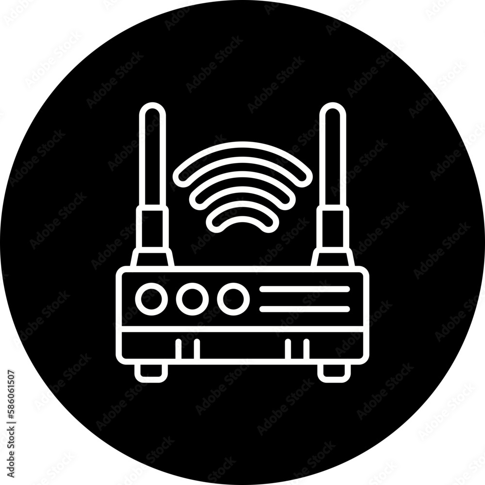 Wireless Router Line Inverted Icon Wireless Router Line Inverted Icon
