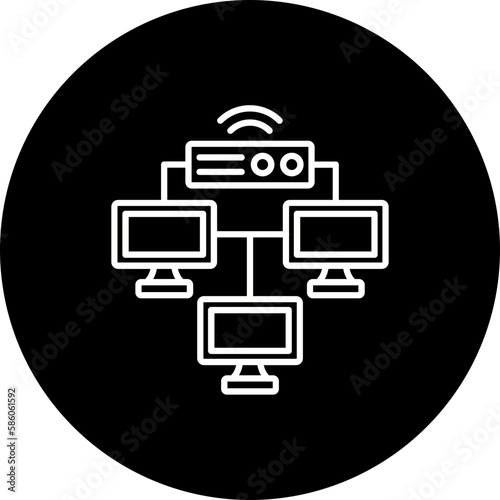 Local Network Line Inverted Icon