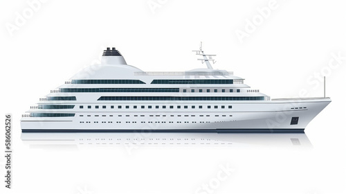 White Cruise Ship On Transparent Background, Generative Ai
