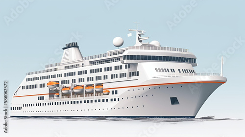 Isolated Detaild White Cruise Ship, Generative Ai