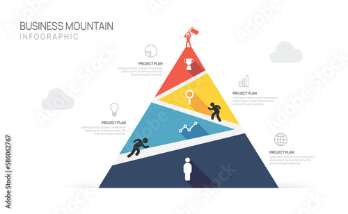 Infographic Business growth design template. Business Mountain concept with 4 steps