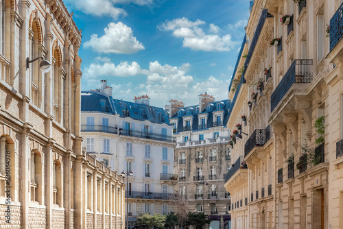 Paris, beautiful buildings in a luxury neighborhood