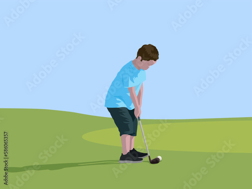 Junior Golf Player in illustration graphic vector
