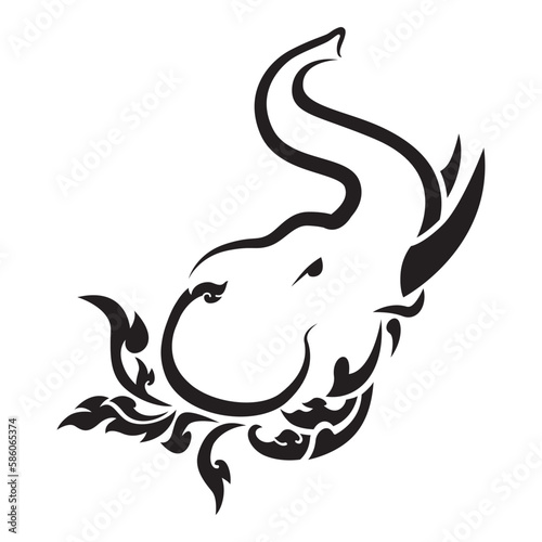 Thai elephant head outline logo