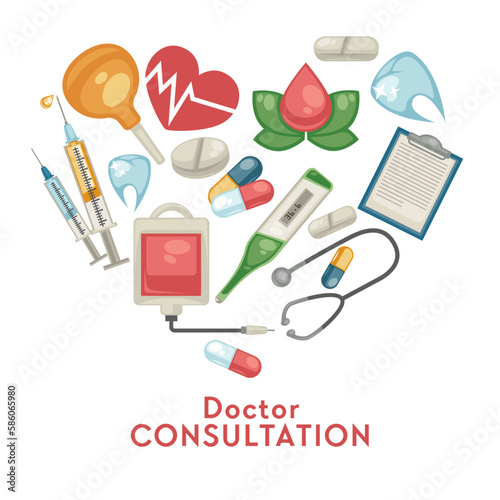 Medicine and treatment healthcare pills and medical tools pharmacy vector