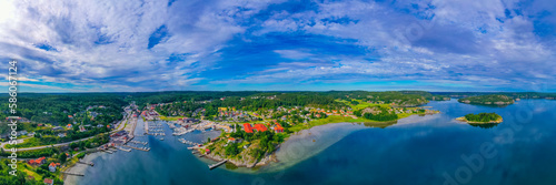 Aerial view of marina in Swedish town Henan photo
