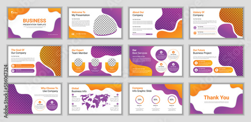 Creative business PowerPoint presentation slides template design. Use for modern keynote presentation background, brochure design, landing page, annual report, company profile concept