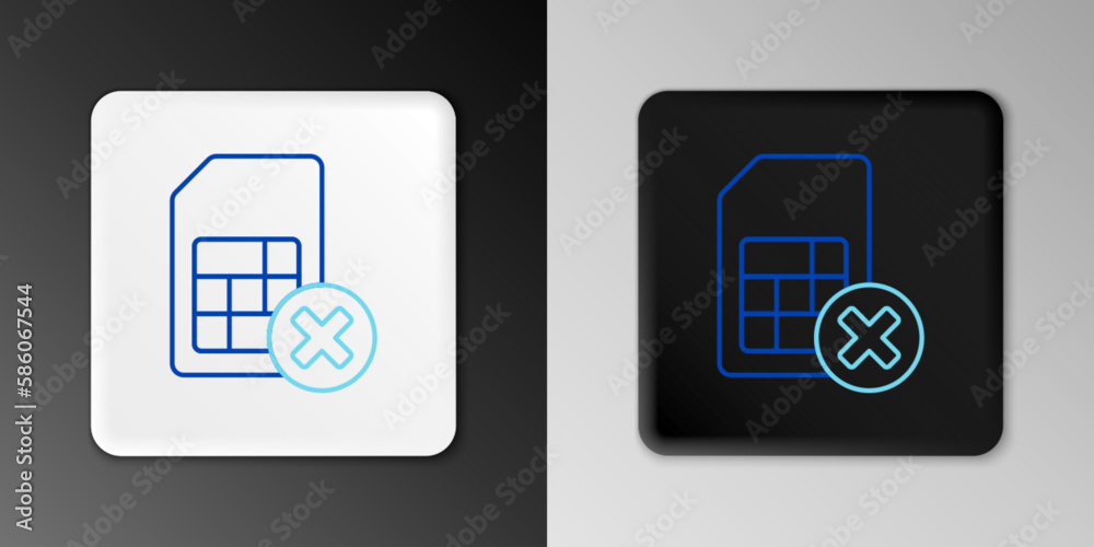 Line Sim card rejected icon isolated on grey background. Mobile cellular phone sim card chip. Mobile telecommunications technology symbol. Colorful outline concept. Vector Line Sim card rejected icon isolated on grey background. Mobile cellular phone sim card chip. Mobile telecommunications technology symbol. Colorful outline concept. Vector