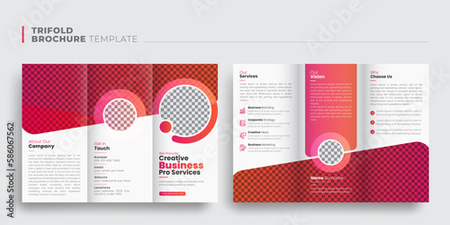 Modern trifold Brochure template design, Set of Modern Abstract minimal corporate business webinar conference trifold threefold brochure leaflet flyer template design photo