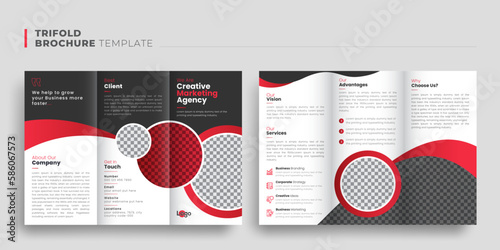 Business trifold Brochure template design, Set of Modern Abstract minimal corporate business webinar conference trifold threefold brochure leaflet flyer template design