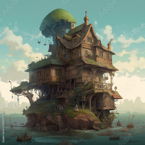 Old fairy tale house. Generated AI.