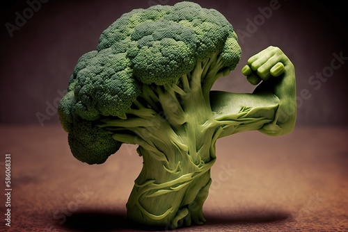 A determined piece of broccoli flexing its muscles. Generative AI