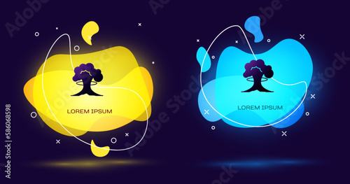 Black Nuclear explosion icon isolated on black background. Atomic bomb. Symbol of nuclear war, end of world. Abstract banner with liquid shapes. Vector